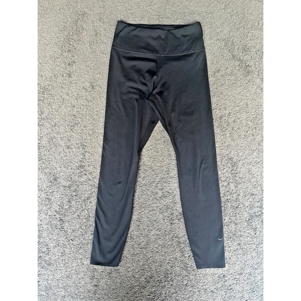 Nike Dri-Fit Leggings Men Small Black Polyester Spandex Flat Front Elastic Waist